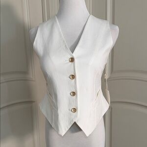 Stylish Ivory White Buttoned Vest